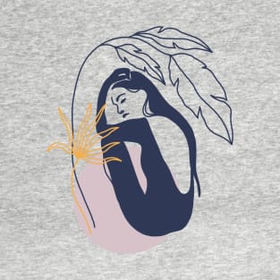 Summer Women Leaf Illustrations T-Shirt